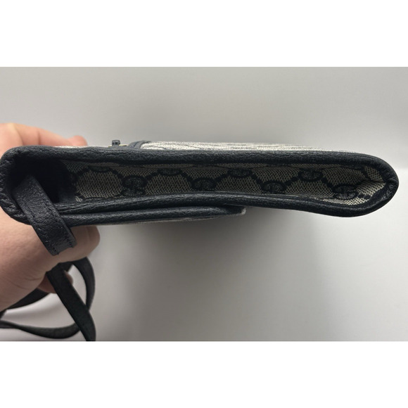 Vintage Gucci GG Supreme Monogram Navy Blue Canvas Crossbody Clutch Italy - Picture 12 of 14